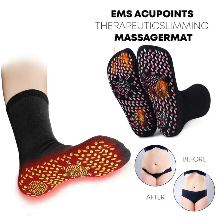 Chaussettes auto-chauffantes d'acupression en tourmaline 