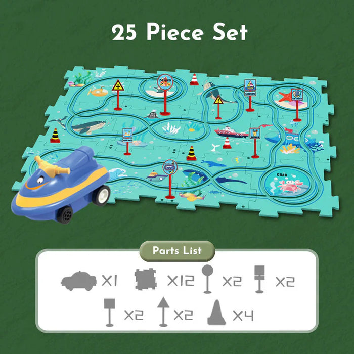 PuzzleRacer™ Kids Car Track Set - Educational Toy