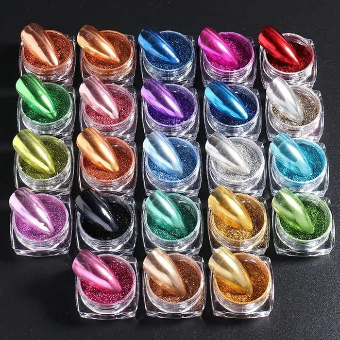 Poudre à ongles chromée métallique 23 couleurs